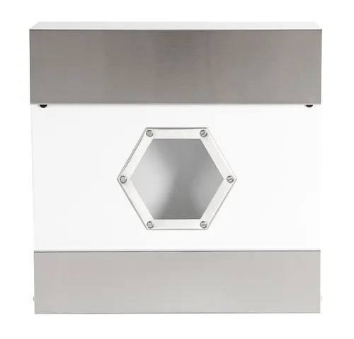 Melko Wandbriefkasten aus Edelstahl mit Zeitungsfach - Moderner Briefkasten mit großzügigem Fassungsvermögen, separatem Zeitungsfach und stilvollem Sichtfenster. Wetterfest und korrosionsbeständig, ideal für jedes Zuhause.