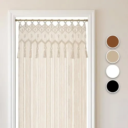 Cozyor Makramee Boho Vorhang 132x200cm - Wandteppich, handgemacht aus 100% natürlicher Baumwolle, ideal als Raumtrenner oder Deko für Hochzeiten und Wohnzimmer.