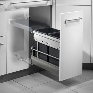 Hailo Einbaumülleimer AS Tandem 15/15 - Praktischer 2-fach Abfallsammler für Schubladenschränke ab 30 cm, mit Vollauszug und 30 Liter Gesamtvolumen für effiziente Mülltrennung in der Küche.