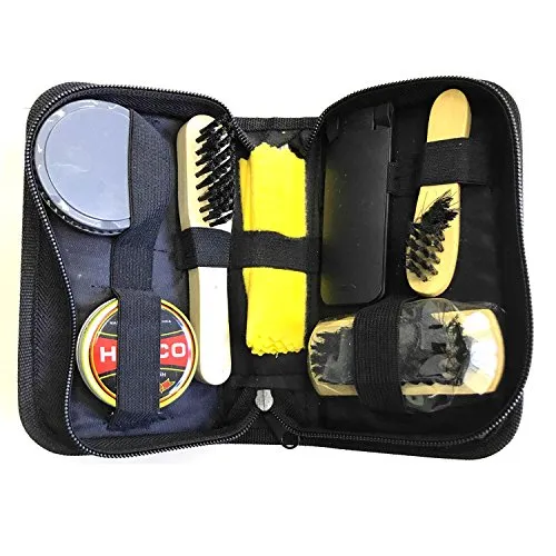 HAC24 2x Schuhputz Set Schuhcreme Schuhpflege Bürsten Schuhputzzeug Schuhpflege Schuhputzkasten Lederpflege