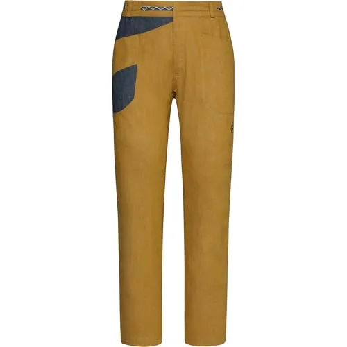 La Sportiva Sierra Rock Pant Men Savana/Night Sky (S) - Hosen für Kletterer, bieten optimale Bewegungsfreiheit und Leichtigkeit für einen ganzen Tag am Felsen. Mit verstellbarem Stretchbund und recyceltem Material für Komfort und Atmungsaktivität.