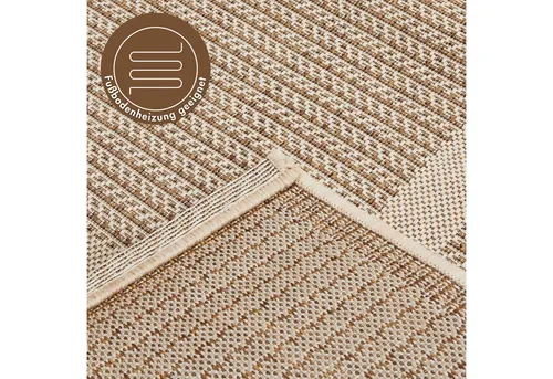Andiamo Teppich ARIZONA 2 - Rechteckiger Flachgewebe Teppich für In- und Outdoor - Teppich in beige, 200 cm x 290 cm, robust und wasserabweisend, ideal für Wohnzimmer und geschützte Außenbereiche.