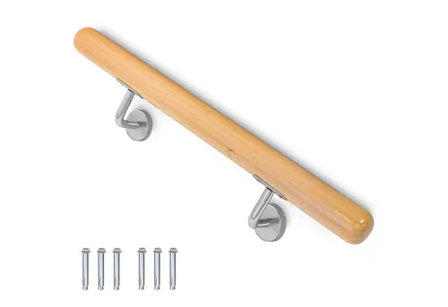 V2Aox Handlauf Buche Holz Treppengeländer 50 - 500 cm - Eleganter Handlauf aus Buchenholz für eine stilvolle Treppe. Einfach zu montieren und bietet zusätzliche Sicherheit. Erhältlich in verschiedenen Längen, ideal für jeden Bedarf.