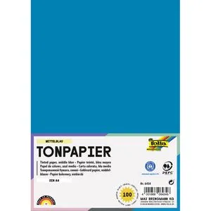 Folia Tonpapier 6434, A4, mittelblau, 130g/m², 100 Blatt