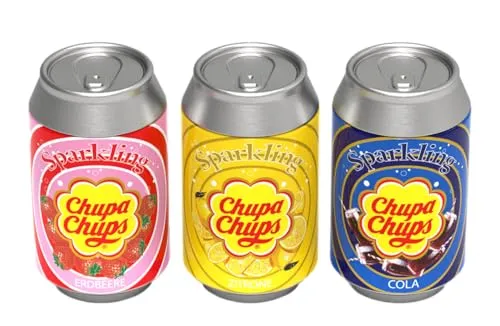 tanner DER KLEINE KAUFMANN TANNER Deco - Chupa Chups Metalldosen Set, mit drei Geschmacksrichtungen, Zubehör für Kaufmannsladen, lebensmittelechtes Design, 0087.0
