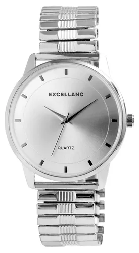 Excellanc Herren Armband Uhr mit Zugband in Silber - Armbanduhren für Herren, stilvolle Quarzuhr mit 12-Stunden-Zifferblatt und robustem Edelstahlzugband, ideal für den täglichen Gebrauch.