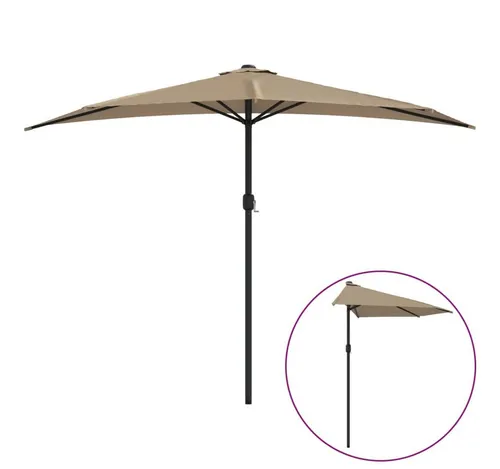 furnicato Sonnenschirm Balkon mit Alu-Mast Taupe 300x155 cm Halbrund - Eleganter Balkon-Sonnenschirm mit halbrundem Design, ideal für schattige Plätzchen. Stabiler Aluminiummast und einfacher Kurbelmechanismus für müheloses Öffnen. Perfekt für den Garten oder die Terrasse.
