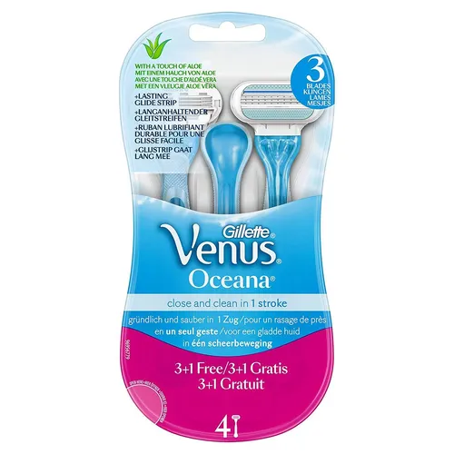 GILLETTE® VENUS OCEANA® RASOIO 3+1 - Nassrasierer mit 4 Klingen für eine sanfte und gründliche Rasur, ideal für empfindliche Haut.