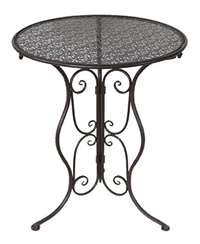 Produktbild HTI-Line Gartentisch Lani Braun – Nostalgischer Metalltisch Ø 60 cm