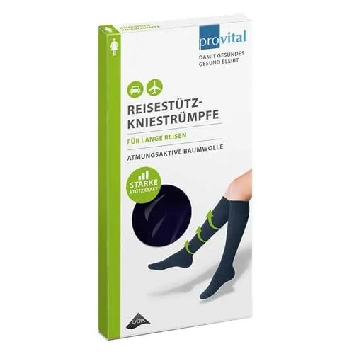 PROVITAL Reisekniestrümpfe Gr.35-38 marine Baumw. 2 St