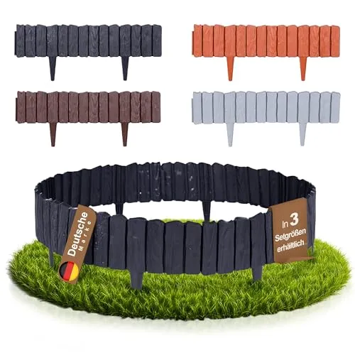 BooGardi Rasenkante Kunststoff Holzoptik 57cm x 12,5cm - Flexibel & Wetterfest - Dekorative Beeteinfassung in authentischer Holzoptik aus robustem Kunststoff. Ideal für Garten- und Rasenflächen. Einfach zu montieren und flexibel erweiterbar – die perfekte Lösung für eine ansprechende Gartenbegrenzung.