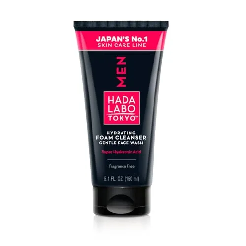 Hada Labo Tokyo Männer Gesichtswäsche Feuchtigkeitsspendender Reinigungsschaum mit Hyaluronsäure für strahlende Haut