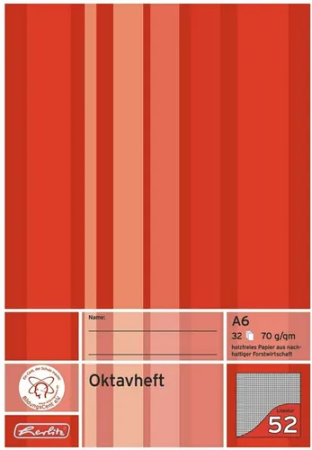 Herlitz Schulheft Oktavheft A6 32 Blatt kariert (10 Stück)