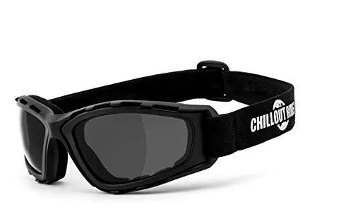 Chillout Rider® | SUPER DEAL | Motorradbrille, Motorradbrille winddicht, Herren & Damen| beschlagfrei, windabweisend | HLT® Kunststoff-Sicherheitsglas | Bikerbrille: CR005 (smoke)