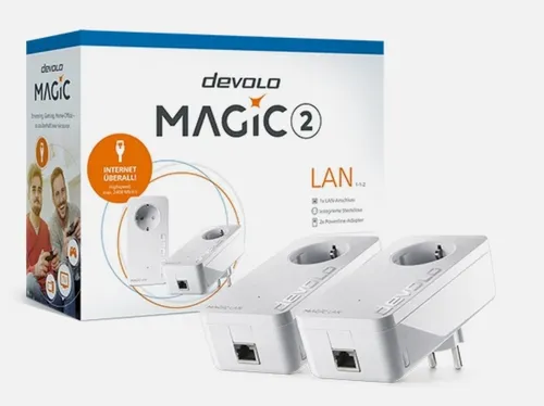 Devolo Magic 2 Powerline Adapter (2400 Mbit/s) - Powerline Adapter für blitzschnelle Internetverbindung über das Stromnetz, ideal für Streaming und Gaming ohne Verzögerungen.