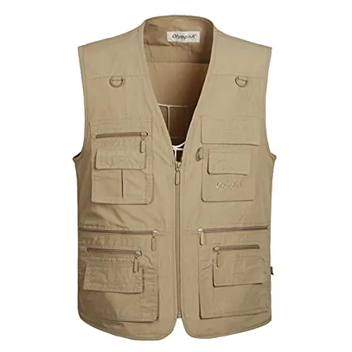 Hwalleum Herren Outdoor Beiläufig Weste, Herren Sommer Leicht Atmungsaktiv Mehrzweck Draussen Weste Multi-Taschened Schnelltrocknend Anglerweste Fotografie Wandern Gilet Ärmellos Arbeiten Vest
