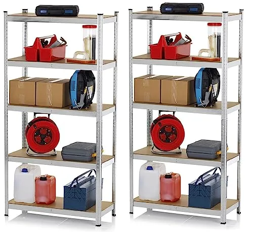 EASYmaxx Schwerlastregal 2er-Set 180x90x40 cm - Lagerregale mit 1750 kg Traglast, ideal für Keller, Garage oder Werkstatt. Flexibel als Regal oder Werkbank nutzbar, mit 10 verstellbaren Ablagen für optimale Ordnung.