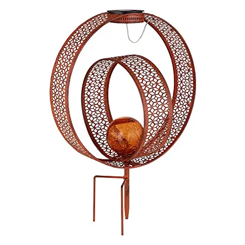 Orientalische Solarlampe Kugel aus Crackle Glas für Garten - Dekorative Gartendeko mit spritzwassergeschützter Crackle-Glas-Oberfläche. Die Lampe sorgt für stimmungsvolles Licht und hat eine Leuchtdauer von ca. 6-8 Stunden.