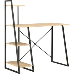 vidaXL Schreibtisch mit Regaleinheit Schwarz und Eiche 102×50×117 cm - Kinderschreibtisch mit integriertem Regal, ideal für Zuhause oder Büro. Bietet viel Stauraum und einen stabilen Arbeitsplatz, perfekt für kreative Projekte und Lernen.