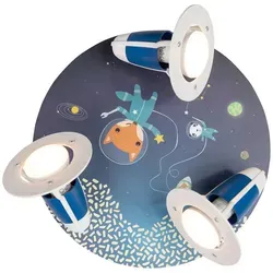 Elobra Deckenlampe Astronauten - Kinderzimmerlampe mit 3 schwenkbaren Spots - Hochwertige Kinderzimmerlampe im coolen Astronauten-Design, handgefertigt aus Holz. Ideal für eine optimale Ausleuchtung und ein besonderes Weltraum-Ambiente.