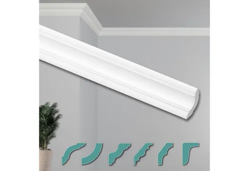 Hexim Deckenleiste ZG8, 30 Meter - Moderne XPS Styroporleisten in Weiß - Deckenleisten für elegante Raumgestaltung, aus hochwertigem XPS für einfache Montage und perfekte Anpassung an Ihre Wandfarbe. Ideal für jeden Raum!