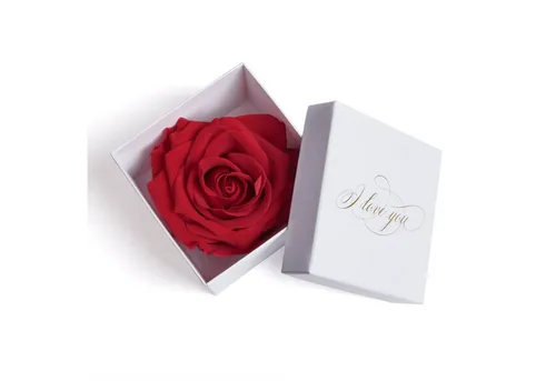 Kunstblume Infinity Rose in Box I LOVE YOU Geschenk Frauen Liebesbeweis Rose, ROSEMARIE SCHULZ Heidelberg, Höhe 6 cm, Rose haltbar bis zu 3 Jahre, Made in Germany