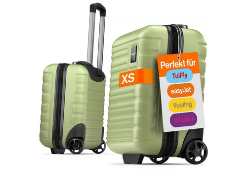 Travely Handgepäck-Trolley - Nebelgrüner Polycarbonat Koffer 40x30x20cm - Koffer, leichter und robuster Hartschalenkoffer aus Polycarbonat mit 2 Rollen, ideal für Handgepäck auf Reisen.