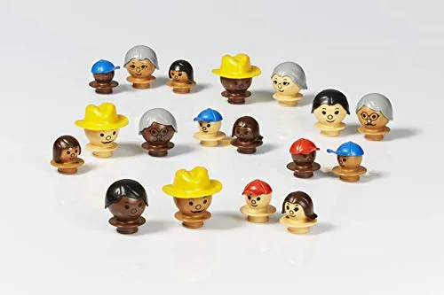 Plasticant Mobilo Figuren hell, braun, dunkelbraun, 18 Teile - Kreatives Konstruktionsspielzeug made in Germany - bauen, spielen, lernen für Kinder 3 - 8 Jahre, rot, gelb, blau