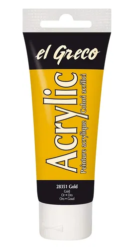 KREUL 28351 - El Greco Acrylic 75 ml Tube in Gold, hochpigmentierte Acrylfarbe für pastose Malerei, buttrig vermalbar und schnell trocknend