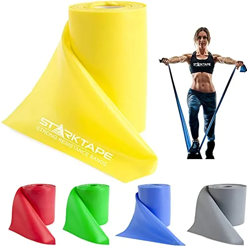 Starktape Widerstandsbänder, professionelle Rolle. Latexfreies elastisches Übungs-Fitnessband für Ober- und Unterkörper, Physiotherapie, Pilates, Reha, Yoga, Pilates, Heimtraining. Extra helles Gelb