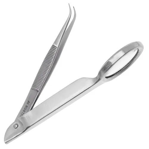 Lupenpinzette - Technische Pinzette - kleine Ausführung - abgewinkelte Spitze