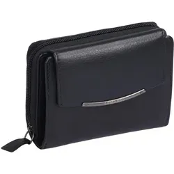 CILINIE Damenbörse in Echt-Leder, schwarz - Elegante Damen-Geldbörse aus echtem Leder mit robustem Reißverschlussfach für Kleingeld und 8 Steckfächern für Kreditkarten - ideal für stilbewusste Frauen.