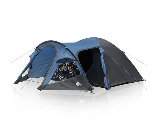 yourGEAR Zelt Posada für 4 Personen - Kuppelzelt mit 2,8 m² Vorbau, wasserdicht bis 3000 mm, ideal für ungestörtes Camping-Erlebnis mit Insektenschutz und praktischem Design.