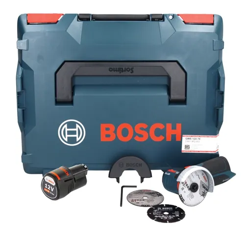 Bosch GWS 12V-76 Professional Akku Winkelschleifer - Schleifmaschinen: Kompakter Akku-Winkelschleifer mit 12 V und 3,0 Ah Lithium-Ionen Akku, ideal für flexible Anwendungen ohne Kabel.