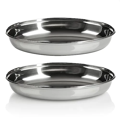 com-four® 2x ovale Schale - Serviergeschirr aus Metall für Mezze oder Antipasti - Schalen als Ablage - Glänzende Dekoschale zum Präsentieren von Obst und Snacks (2x 26 cm)