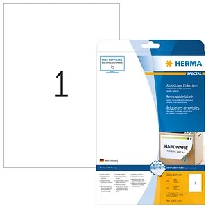 HERMA Etiketten 10021 weiß 210,0 x 297,0 mm, 25 Blatt