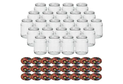 Gouveo 24er Set Einmachgläser 720 ml Beeren - Praktische Einmachgläser aus Klarglas mit wiederverwendbarem Schraubdeckel, ideal zum Einwecken und Verschenken von Selbstgemachtem. Perfekte Größe für Marmelade, Gelee und mehr!
