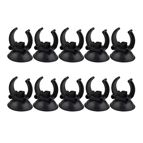 HALJIA Saugnäpfe für Aquarium, 23 mm, für Luftschlauch, Luftschlauch, Luftleitung, Halterung, Saugnapf, für Aquarien, Schwarz, 10 Stück