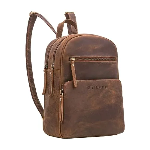 STILORD 'Fabienne' Kleiner Vintage Damen Rucksack - Eleganter Tagesrucksack aus Echtleder mit vielen Fächern für optimale Organisation und einem versteckten Anti-Diebstahl-Fach für mehr Sicherheit.