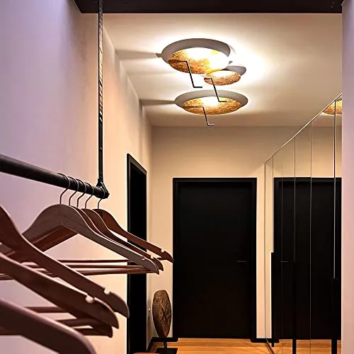 s.luce LED Wand- und Deckenlampe Hook in Blattgold, Ø 45cm - Moderne Lampen für stilvolle Einrichtung - Stufenlos dimmbar und ideal für niedrige Decken, sorgt die s.luce Hook für blendfreies, indirektes Licht in jedem Raum.