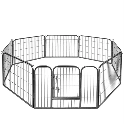 Welpenauslauf Freigehege für Hunde - Stabiles Metall-Laufgitter 8x80cm, ideal für sichere Freilauf-Areale mit sicherer Türverriegelung und einfacher Erdverankerung.