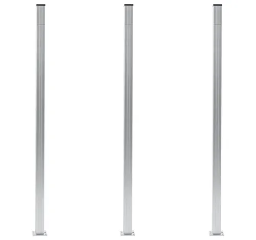 furnicato Zaunpfosten Aluminium 185 cm, 3er Set - Langlebige Zaunpfosten aus wetterbeständigem Aluminium, perfekt für die Montage von Zaunbrettern. Inklusive Stahlfüßen und Pfostenkappen für einfache Installation. Ideal für einen stabilen und attraktiven Gartenzaun.