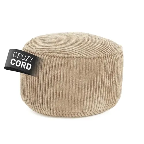 Lumaland Sitzsack Pouf Cord 50L | 3-in-1 Hocker, Tischchen & Fußschemel für gemütliches Chillen