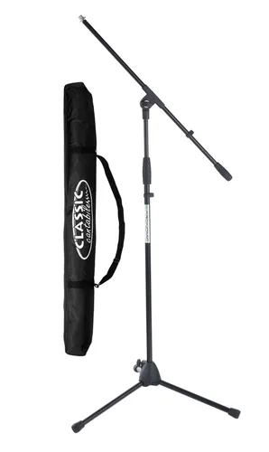 Pronomic MS-116 Mikrofonstativ Set inkl. Tasche - Mikrofonstativ Set mit Pro-Ausführung, dreibeinig und max. Höhe von 155 cm, inklusive praktischer Tasche mit verstärktem Tragegurt für einfachen Transport.