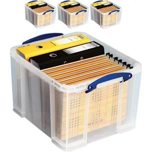 Really Useful Aufbewahrungsboxen 3er-Pack 35L - Boxen mit 35L Kapazität, ideal für die ordentliche Aufbewahrung von Gegenständen, aus robustem Polypropylen für Langlebigkeit und Stabilität.