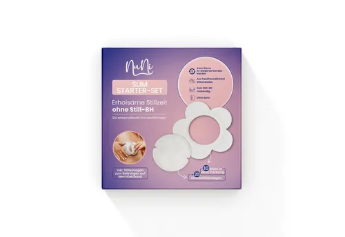 NuNi BH-Stilleinlagen SLIM-Starterset, 10-St. - Hauchdünne, selbstklebende Einmal-Stilleinlagen für diskreten Schutz und höchsten Komfort. Ideal für Mütter, die Wert auf Hygiene und Passform legen. Perfekt für den Alltag und unterwegs.