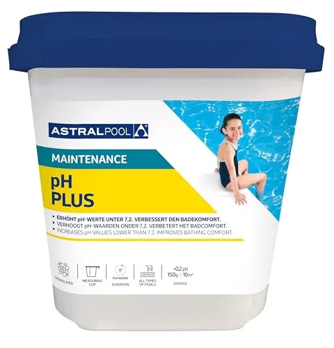 Astralpool pH Plus Granulat 1 kg - Professioneller pH-Heber für Pool, Whirlpool, optimale pH Regulierung schützt vor Kalkablagerungen und Hautreizungen