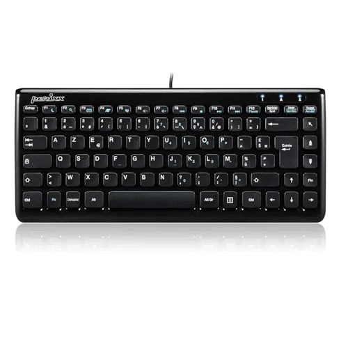 Perixx Periboard-407, Mini Clavier USB Filaire AZERTY - Clavier Chiclet Avec 11 Touches de Raccourcis - Noir