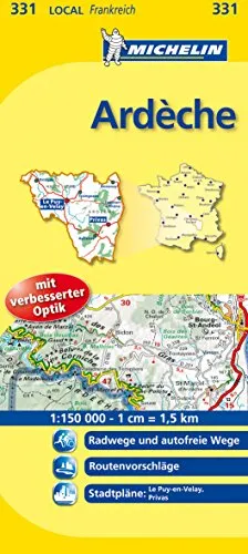 Michelin Ardèche: Straßen- und Tourismuskarte
