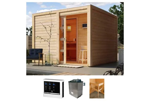 KONIFERA Saunahaus Ruben – 276 x 276 cm, 38 mm, mit 9 KW Ofen